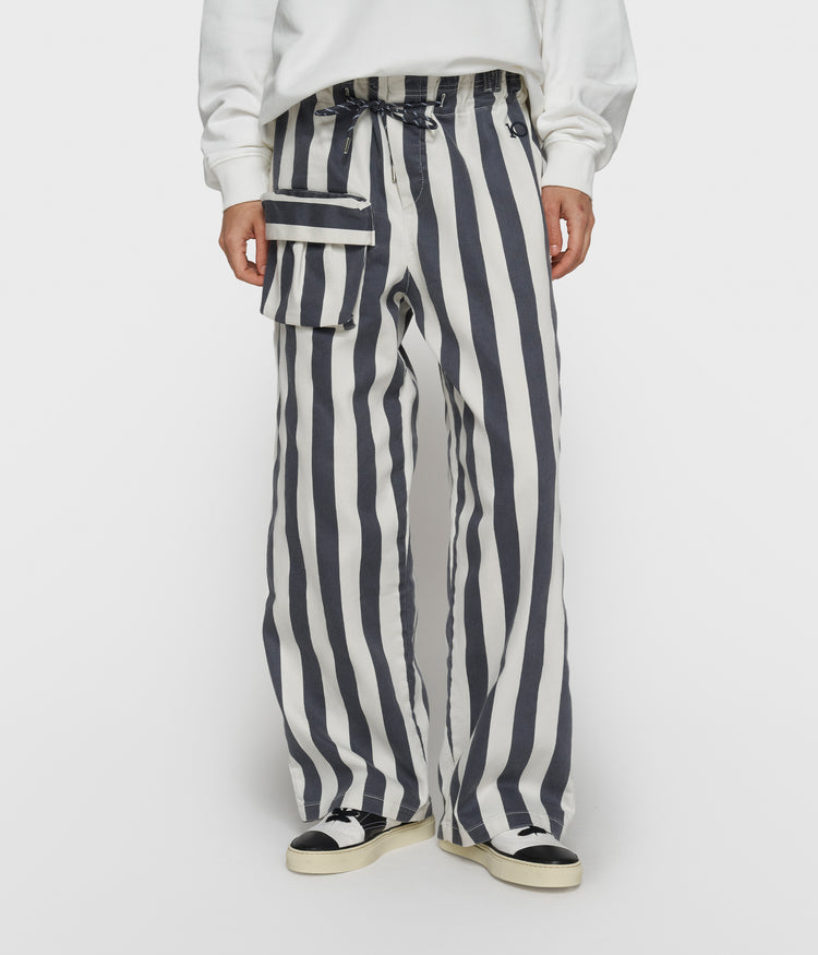 straight leg pants stripes | ecru/steel blue