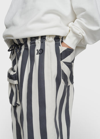 straight leg pants stripes | ecru/steel blue