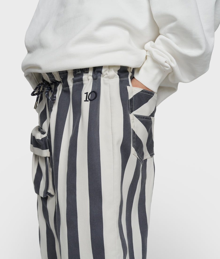 straight leg pants stripes | ecru/steel blue