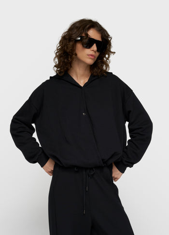 balloon overslag hoodie | black