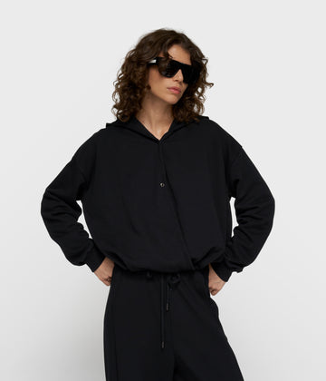 balloon overslag hoodie | black
