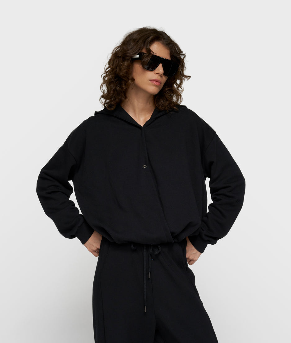 balloon overslag hoodie | black