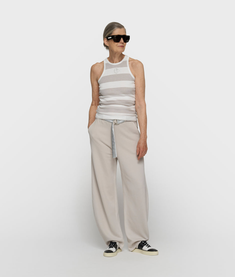 tanktop rib strepen | white/stone