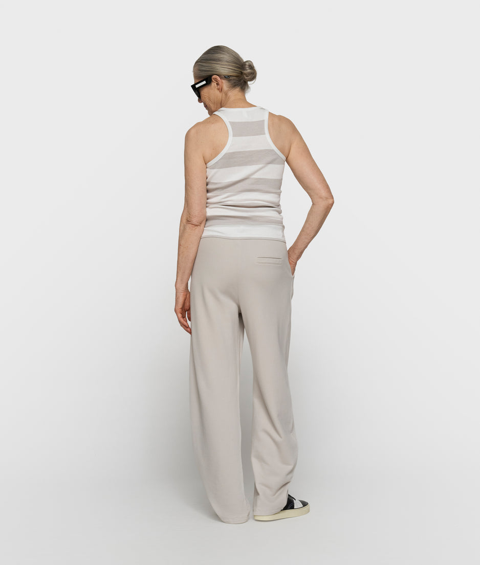 tanktop rib strepen | white/stone