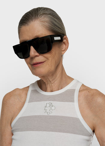 tanktop rib strepen | white/stone