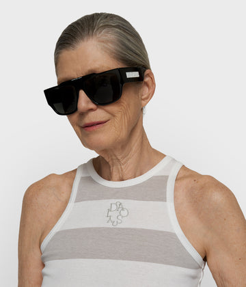 tanktop rib strepen | white/stone