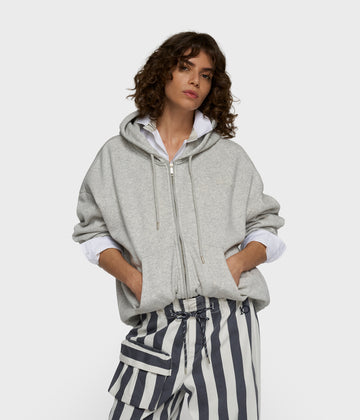 zip cardigan | light grey melee