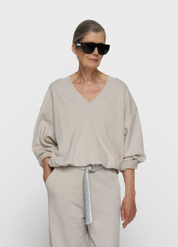 V-hals balloon sweater | stone