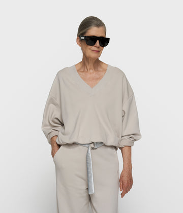 V-hals balloon sweater | stone