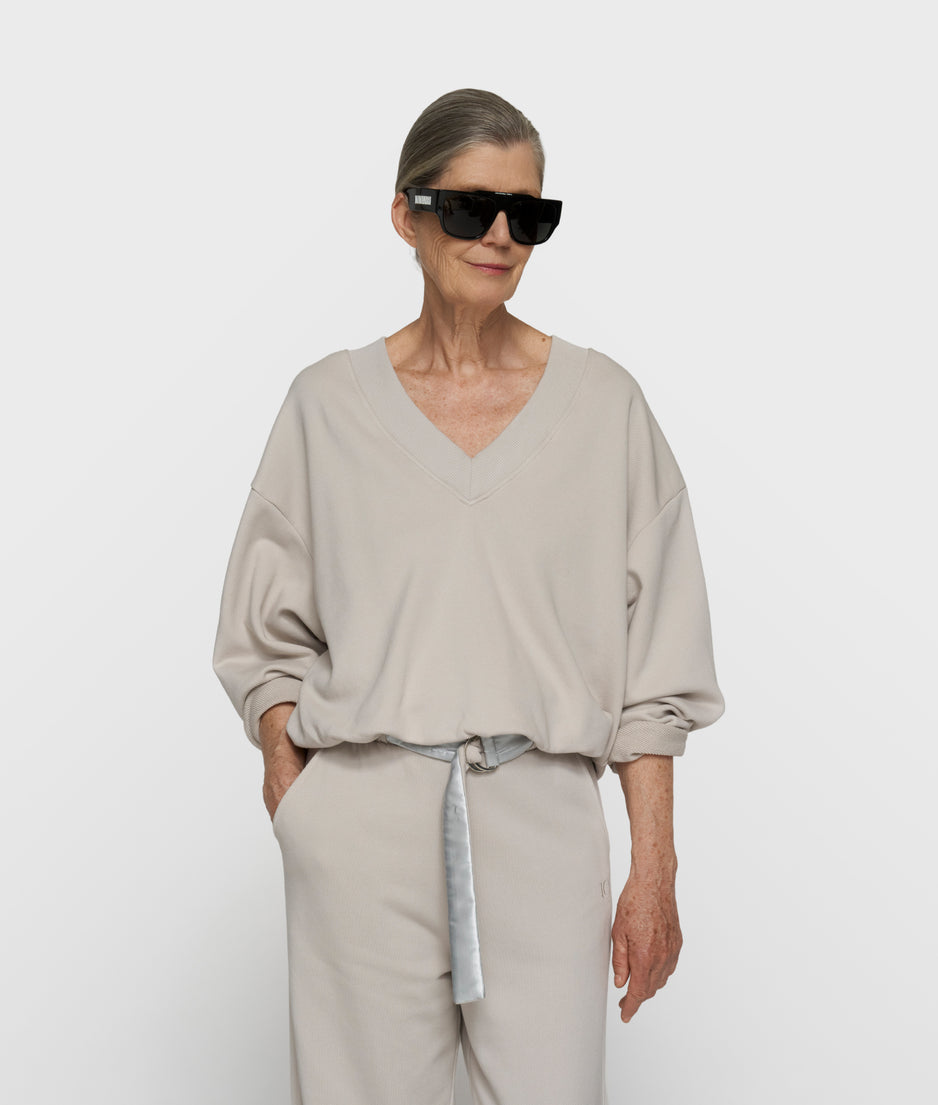 V-hals balloon sweater | stone