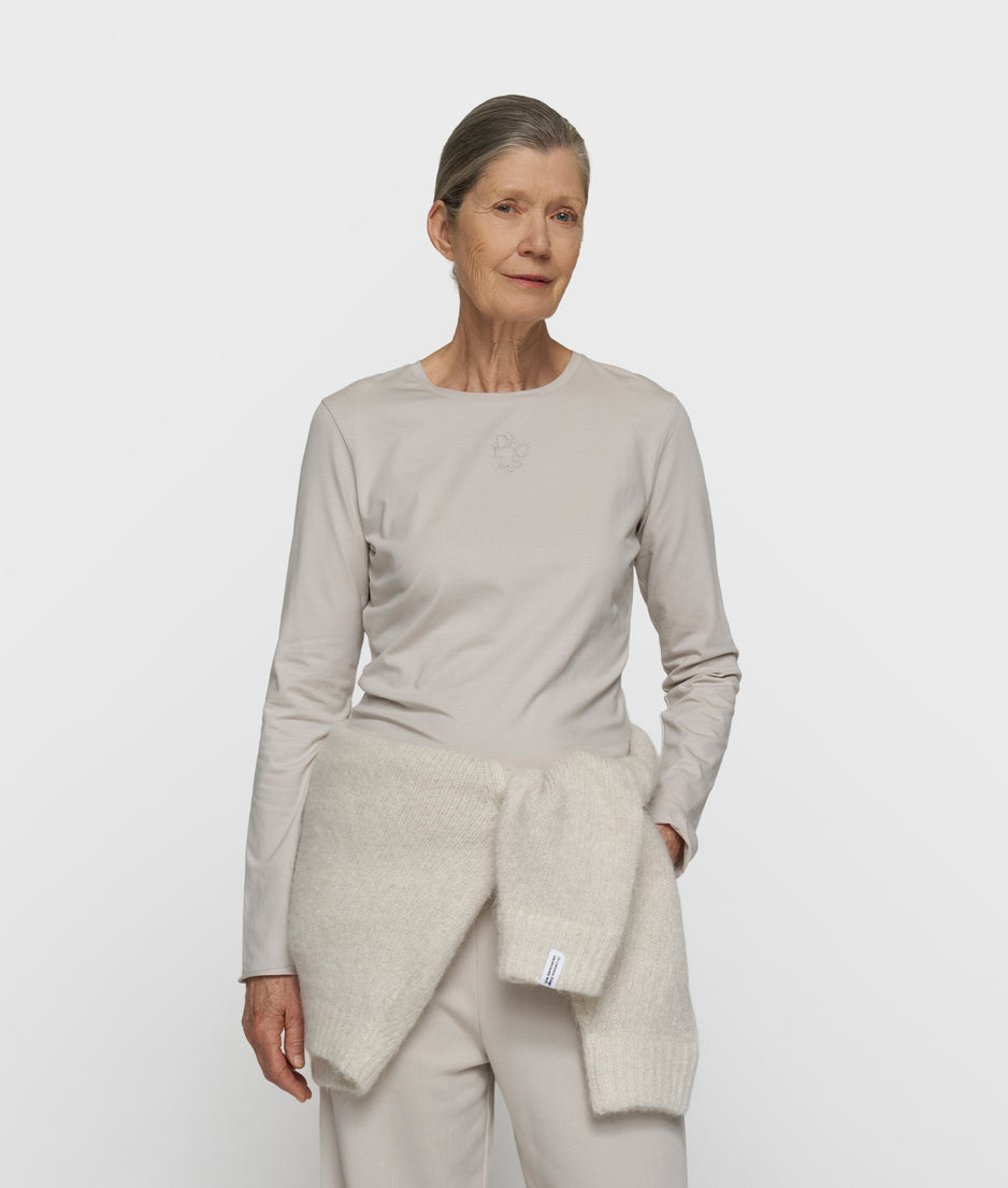 slim T-shirt lange mouwen | stone
