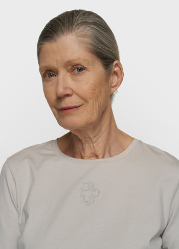 slim T-shirt lange mouwen | stone