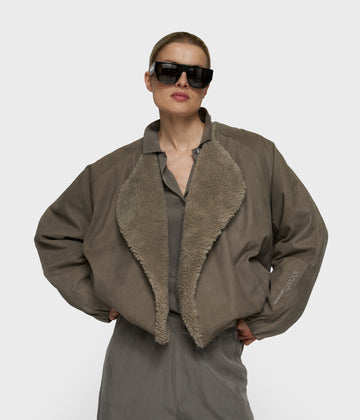 suede jacket | dark fog