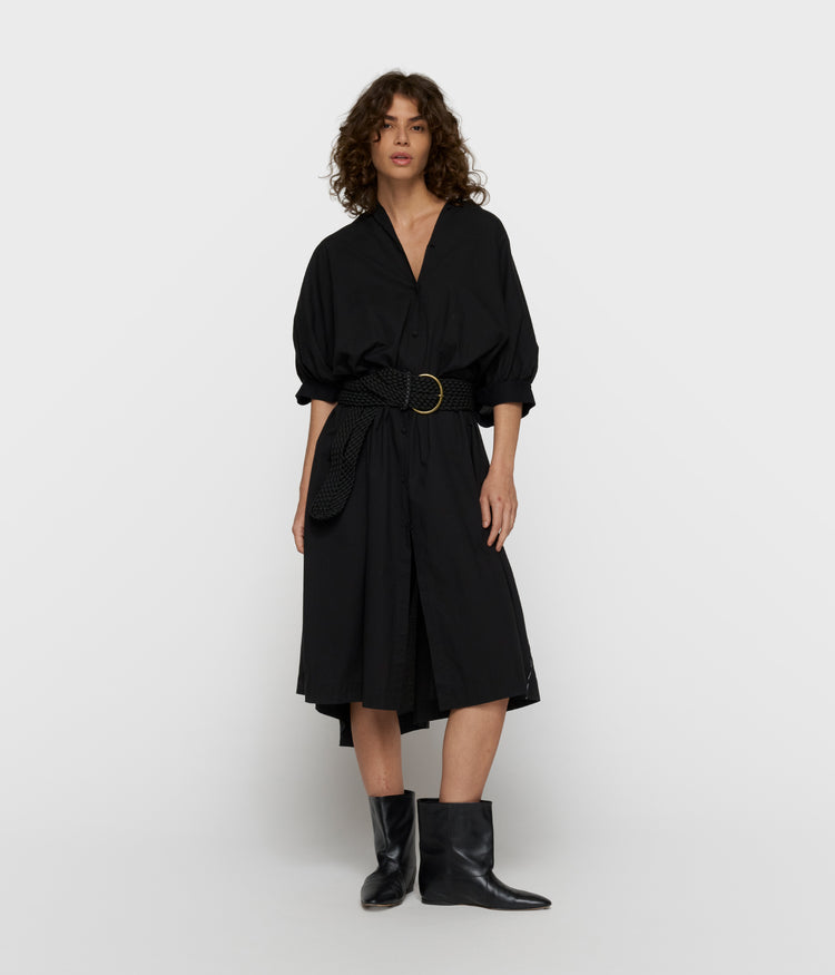 sleeveless dress voile | black