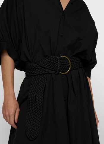short sleeve dress voile | black