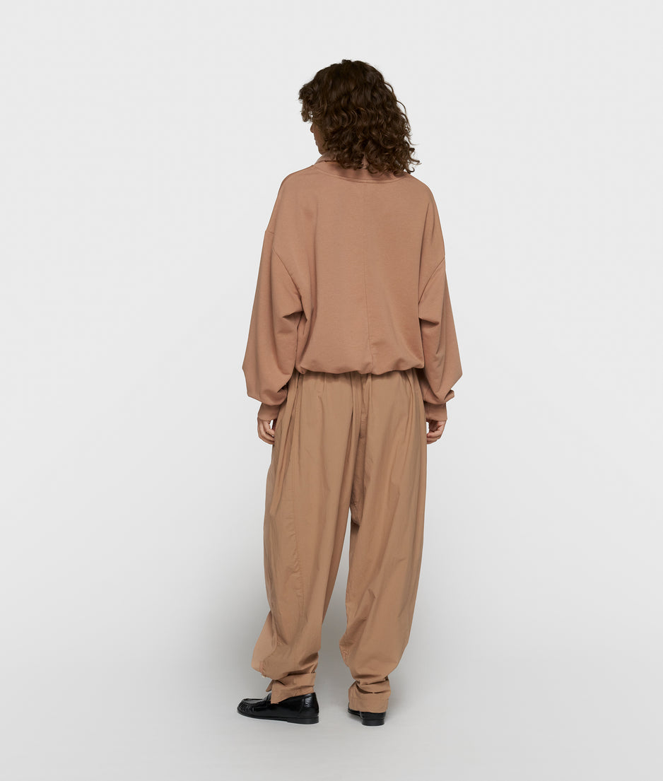pleated sweater | light fudge
