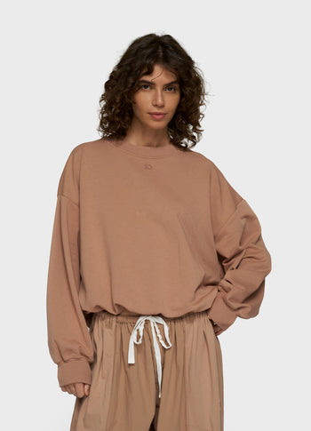 pleated sweater | light fudge