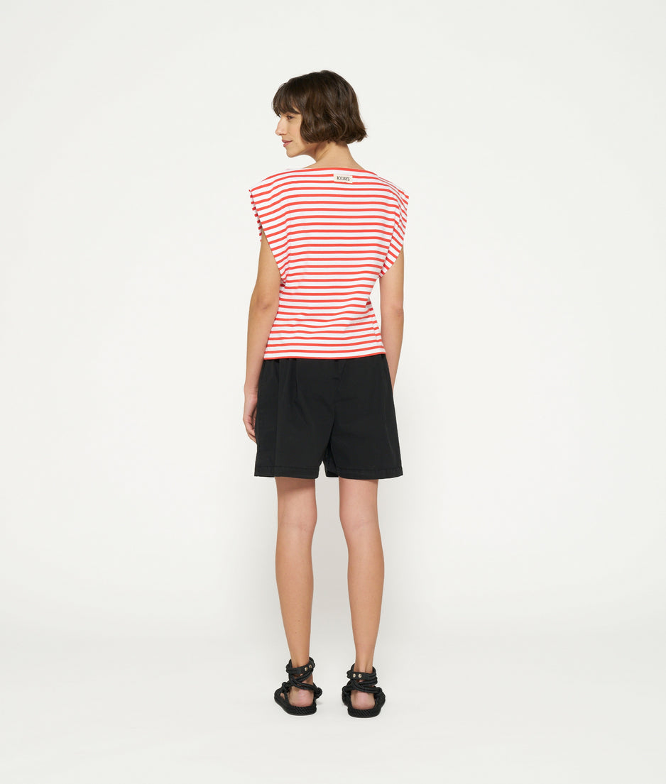 squared proud tee stripes | white/poppy red