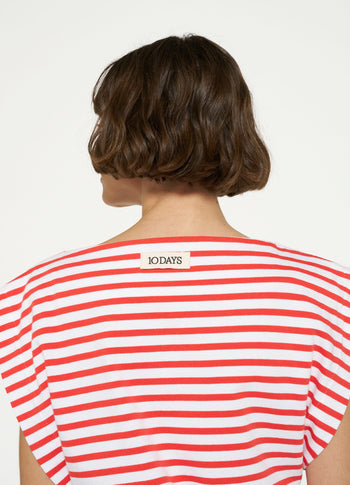 squared proud tee stripes | white/poppy red