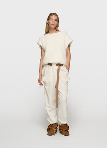balloon hairy knit top | ecru