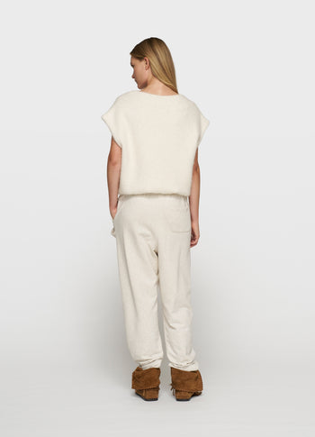 balloon hairy knit top | ecru