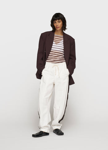 wide tapered pants twill | ecru