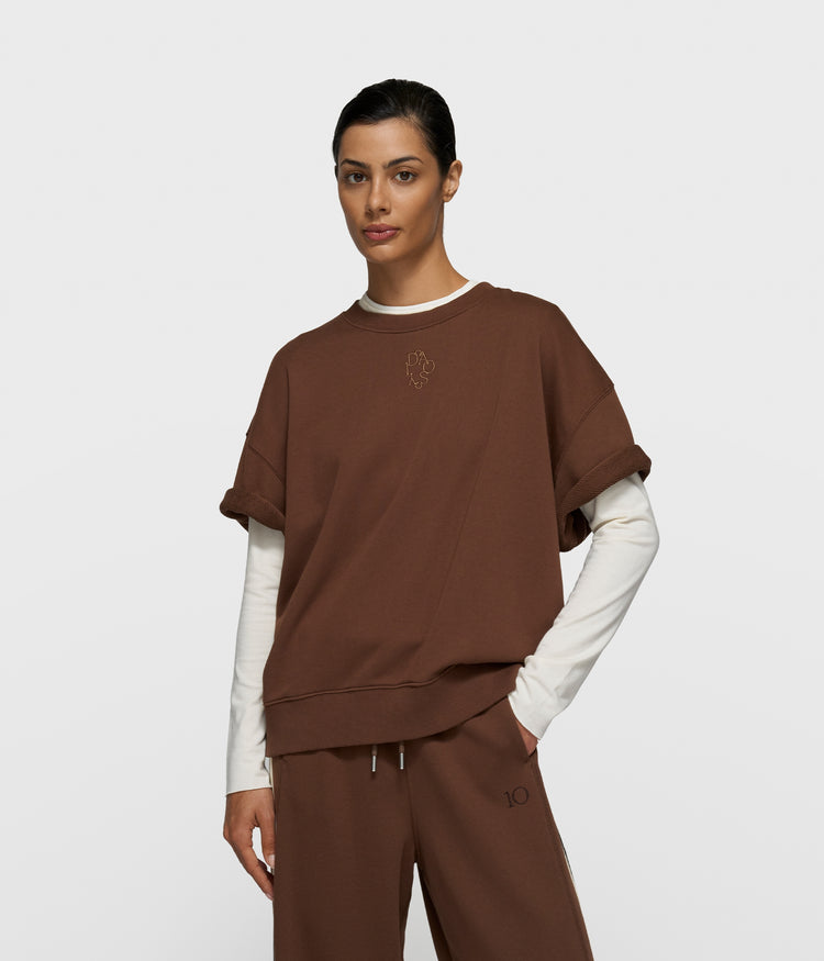 short sleeve sweater | dark truffle