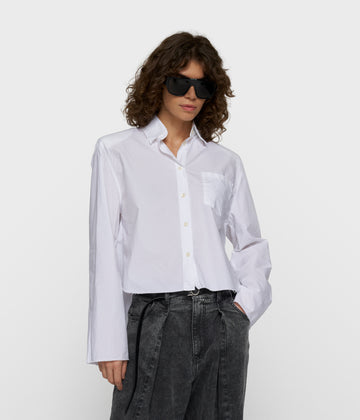 cropped shoulder blouse | white