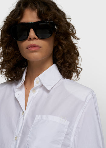 cropped shoulder blouse | white