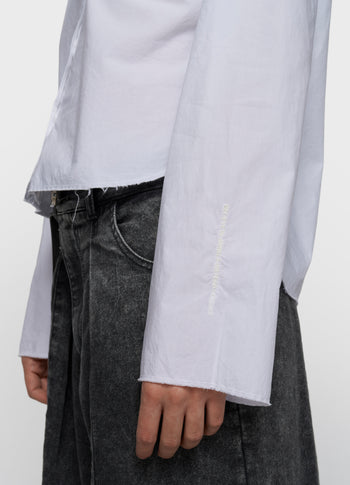 cropped shoulder blouse | white