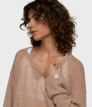 thin knit sweater | light fudge