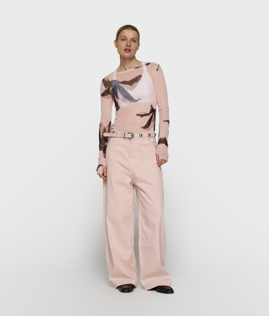 mesh long sleeve flower | powder
