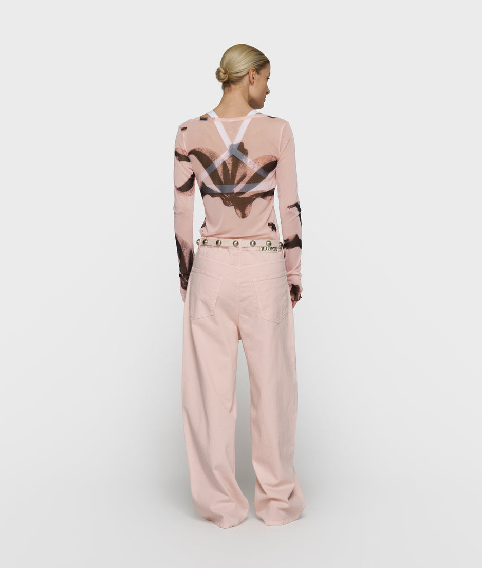 mesh long sleeve flower | powder