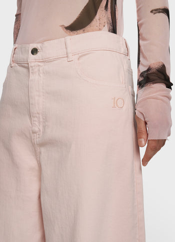 wide pants twill | powder