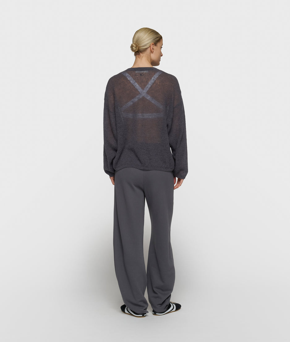 dunne V-hals knit sweater | steel blue