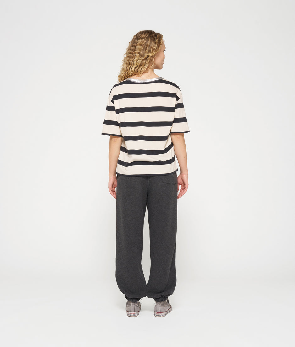 short sleeve tee stripe | light natural/grey raven