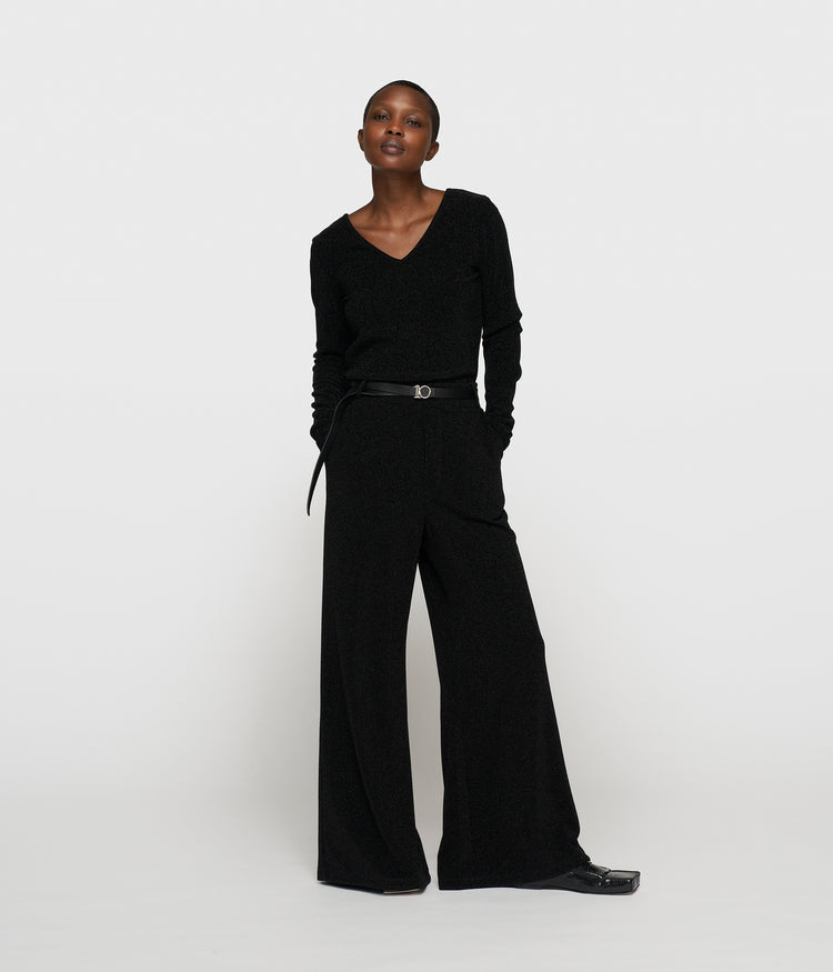 wide leg jogger sparkle | black