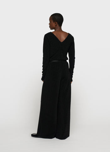 wide leg jogger sparkle | black