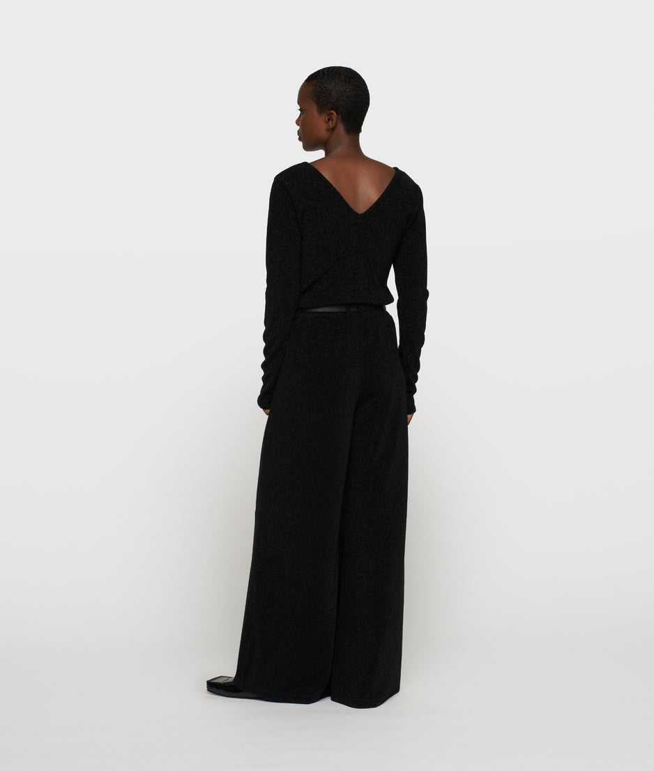 wide leg jogger sparkle | black