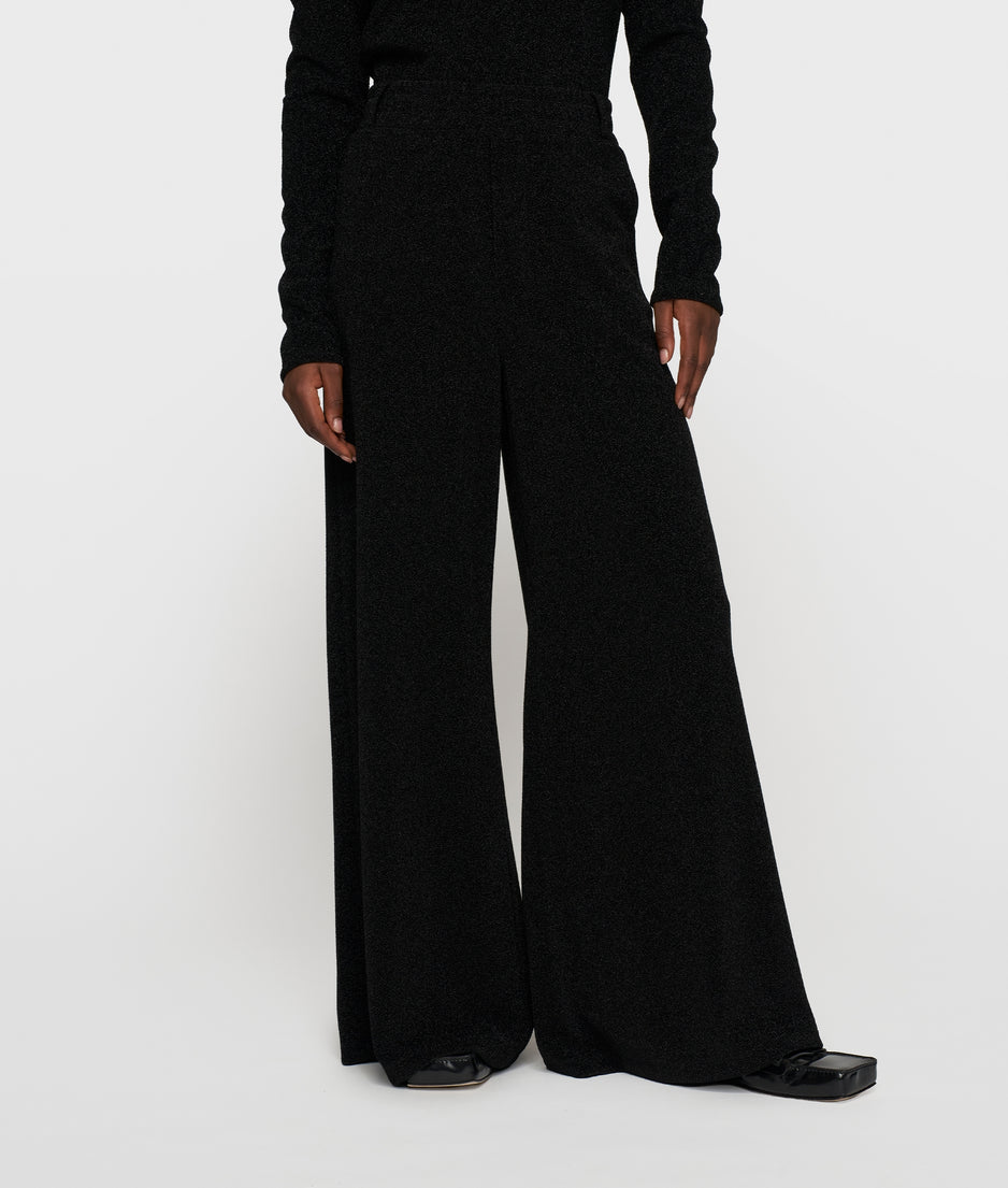 wide leg jogger sparkle | black