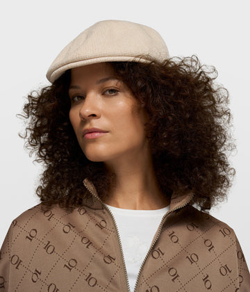 knit flat cap | pearl