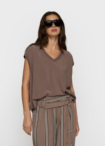 v-neck top viscose | moonrock