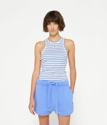 tank top rib stripes | ecru/blue bell