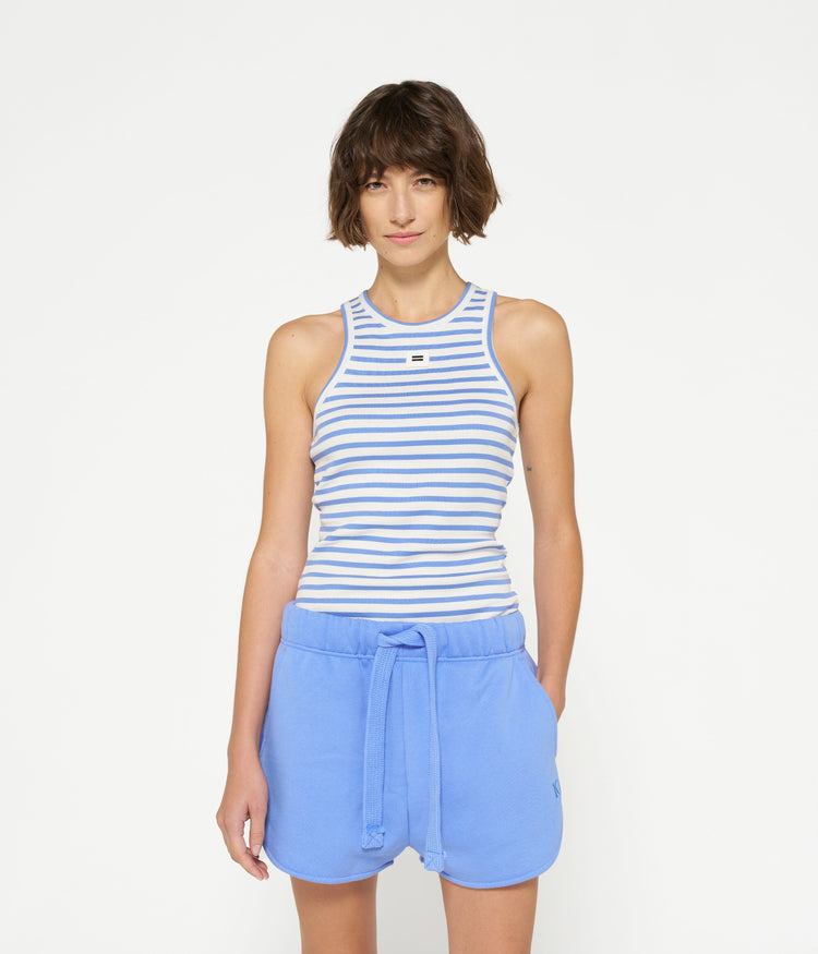 tank top rib stripes | ecru/blue bell