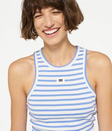 tank top rib stripes | ecru/blue bell