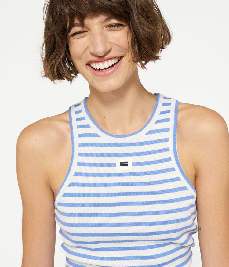 tank top rib stripes | ecru/blue bell