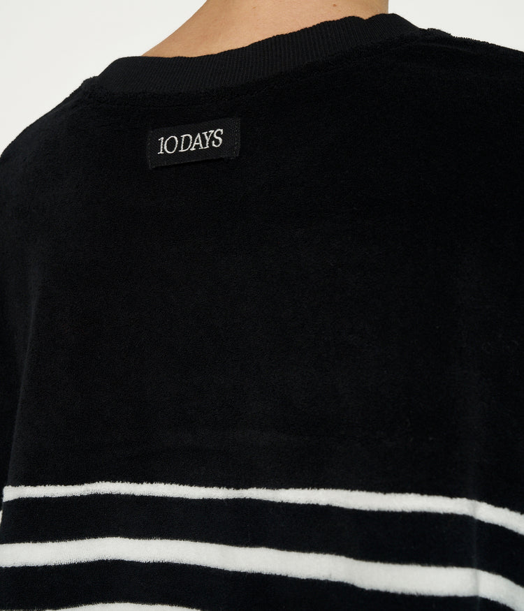 terry sleeveless sweater stripes | black/ecru
