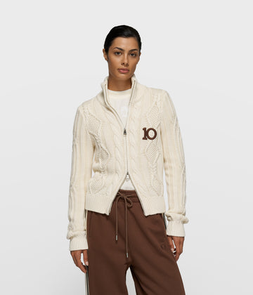 cable knit zip | pearl