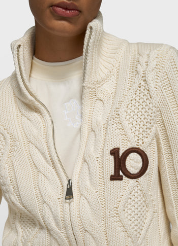 cable knit zip | pearl
