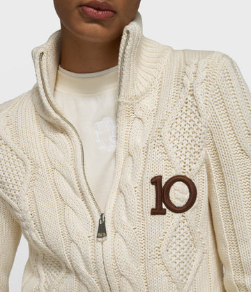 cable knit zip | pearl